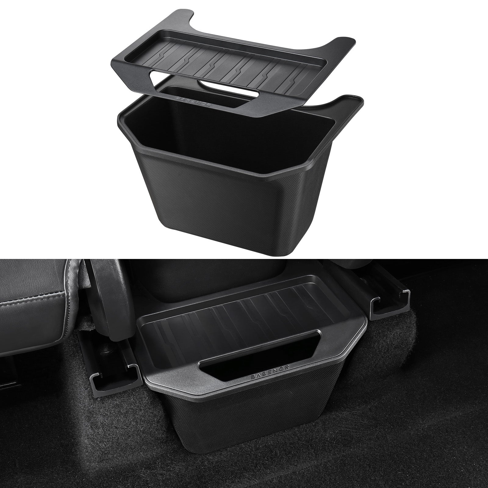 BASENOR Rear Center Console Organizer for 2020-2024 Tesla Model Y