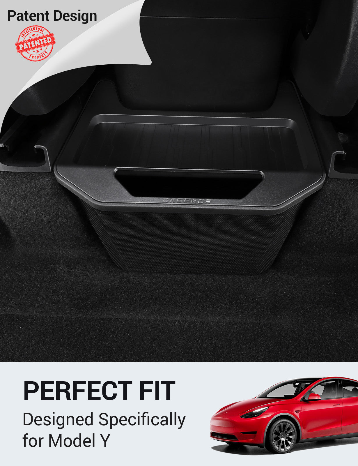 BASENOR Rear Center Console Organizer for 2020-2024 Tesla Model Y