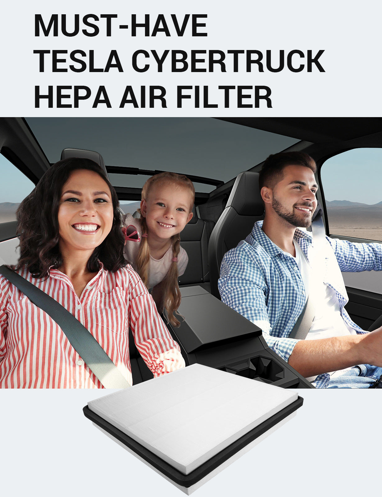 BASENOR 2024 Newest Tesla Cybertruck Air Filter HEPA Cabin Intake Air Filter Replacement with Activated Carbon Cybertruck Accessories