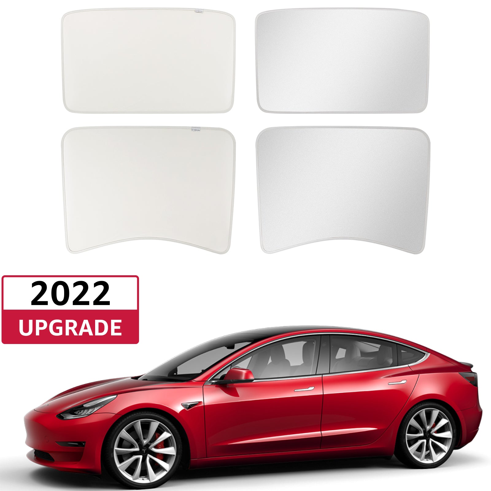 BASENOR Front & Rear Glass Roof Sunshades (Set of 4 ) for 2023 2022 2021 Tesla Model 3