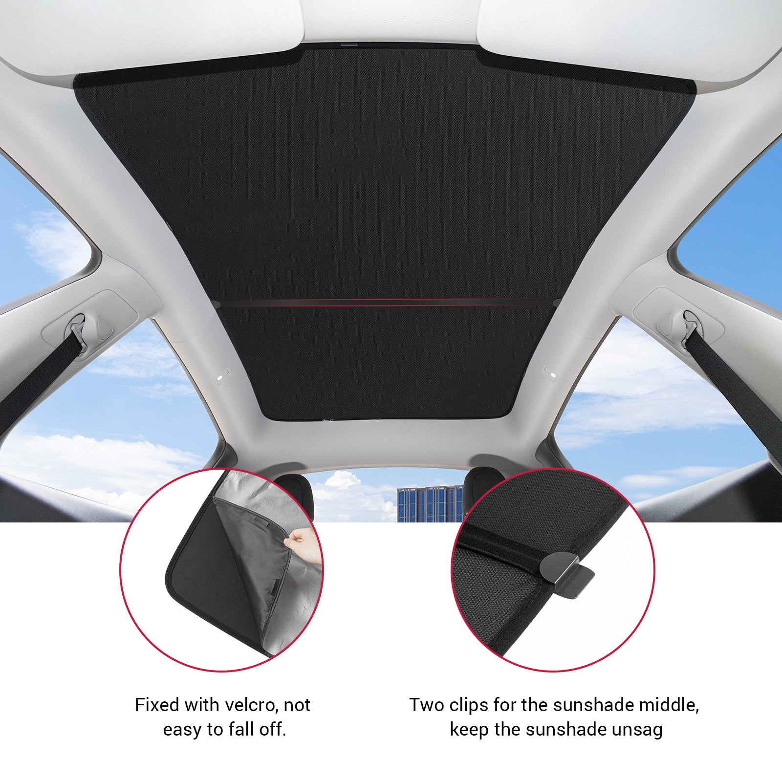 BASENOR Glass Roof Sunshade-separate type(Set of 4) for 2020-2023 Tesla Model Y