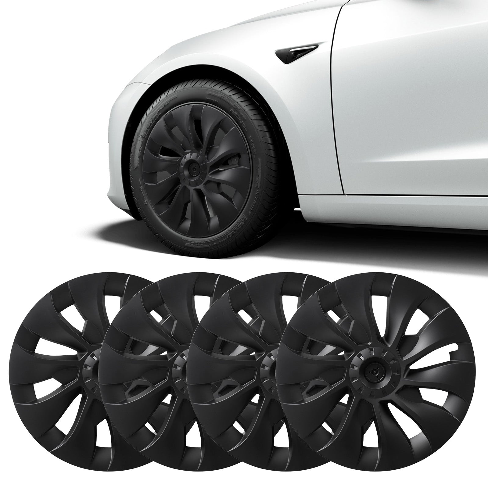 BASENOR Tesla Model 3 Wheel Cover 18 Inch Hubcap Wheel Hub Caps OEM Rim Protectors Cover Replacement Exterior Accessories Performance Upgrade (Set of 4) for 2017-2023