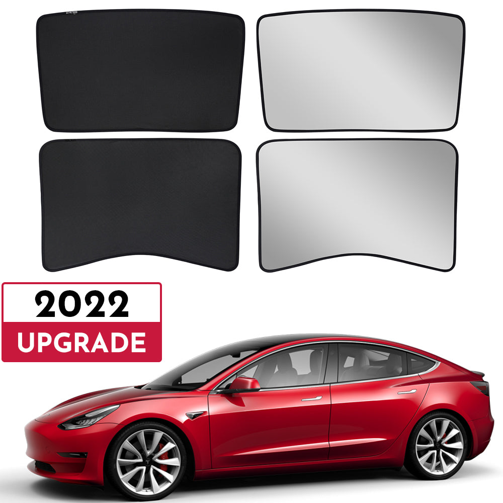 BASENOR Front & Rear Glass Roof Sunshades (Set of 4 ) for 2023 2022 2021 Tesla Model 3