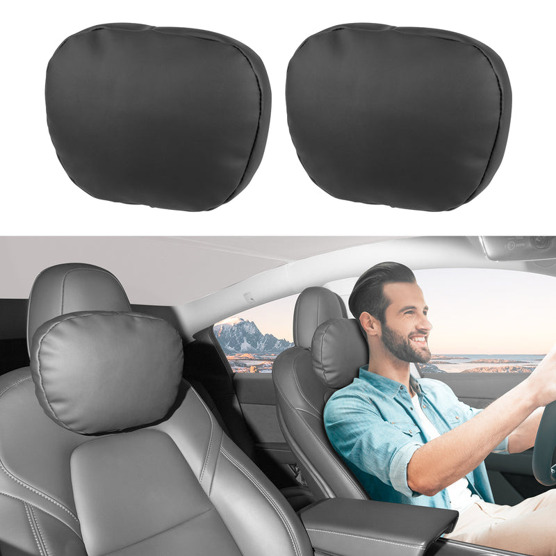 PU Leather Car Pillows Headrest Neck Cushion Support One Pair Seat  Accessories