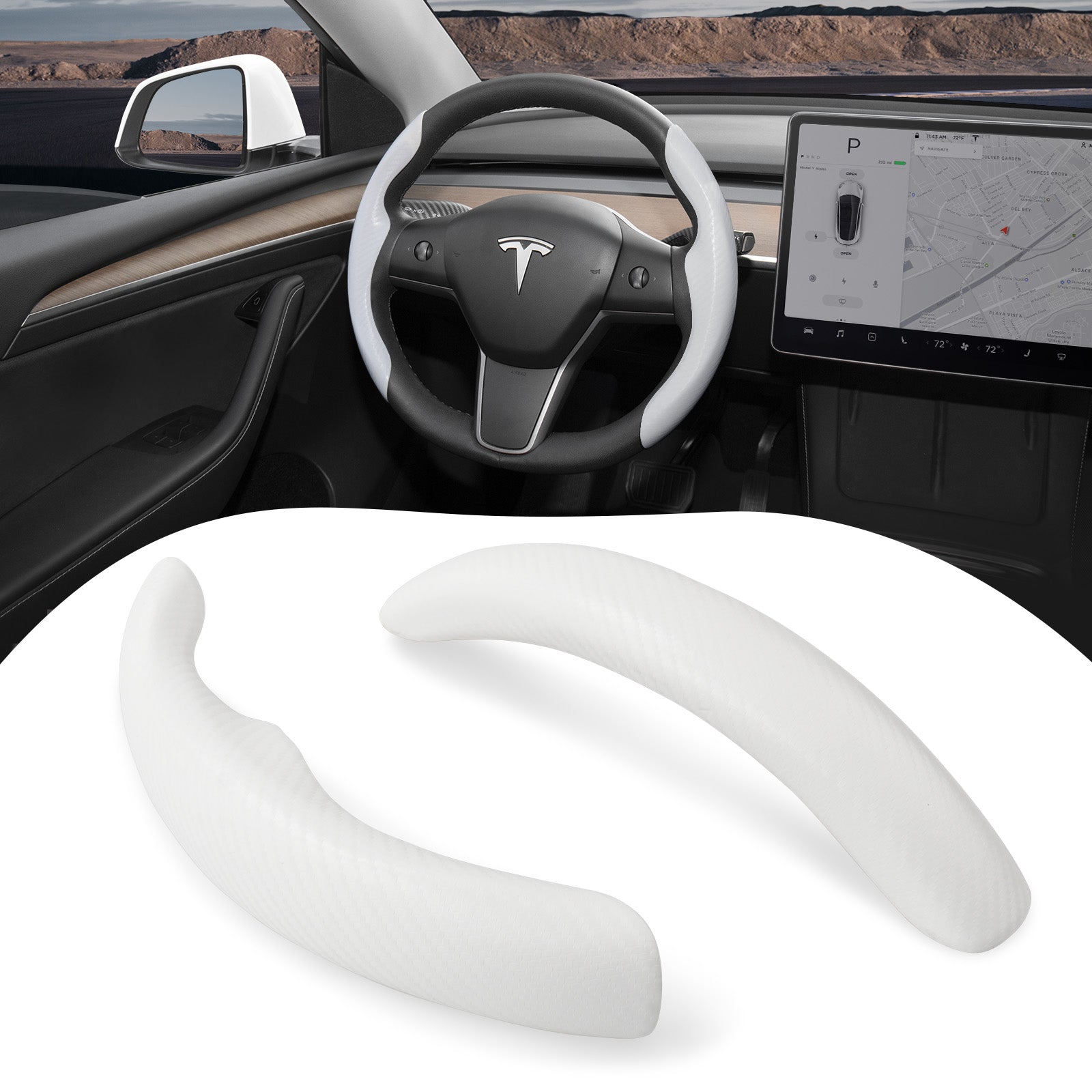 BASENOR Tesla Model 3 Model Y Steering Wheel Cover Steering Wheel Wrap Protector Anti-Slip Interior Accessories