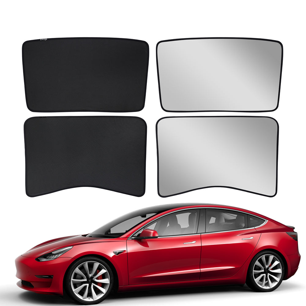 BASENOR Front & Rear Glass Roof Sunshades (Set of 4 ) for 2023 2022 2021 Tesla Model 3