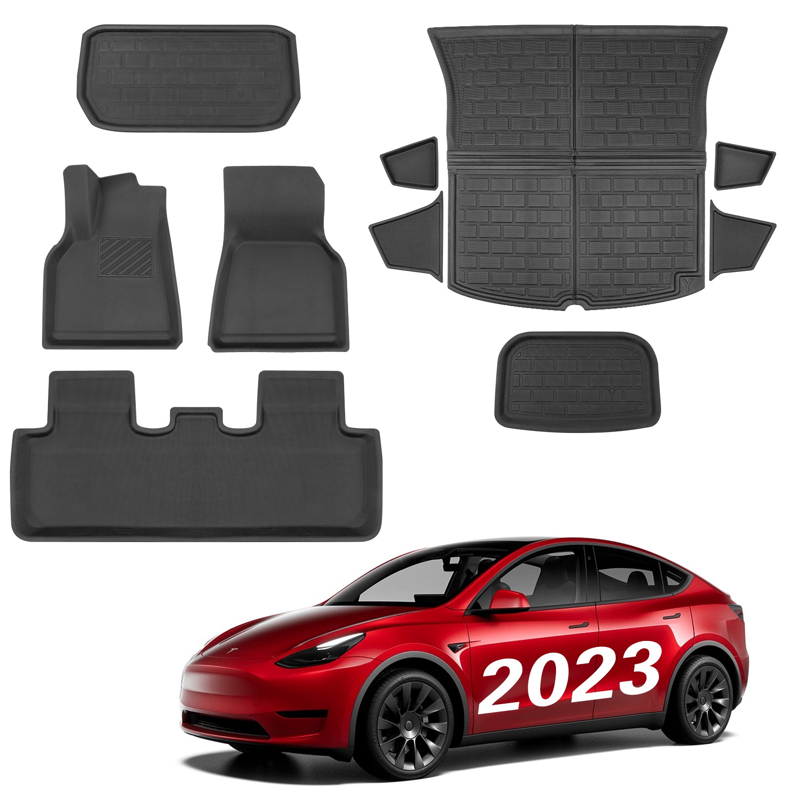 BASENOR Floor Mats Full Set (for 5 seat) for Tesla Model Y