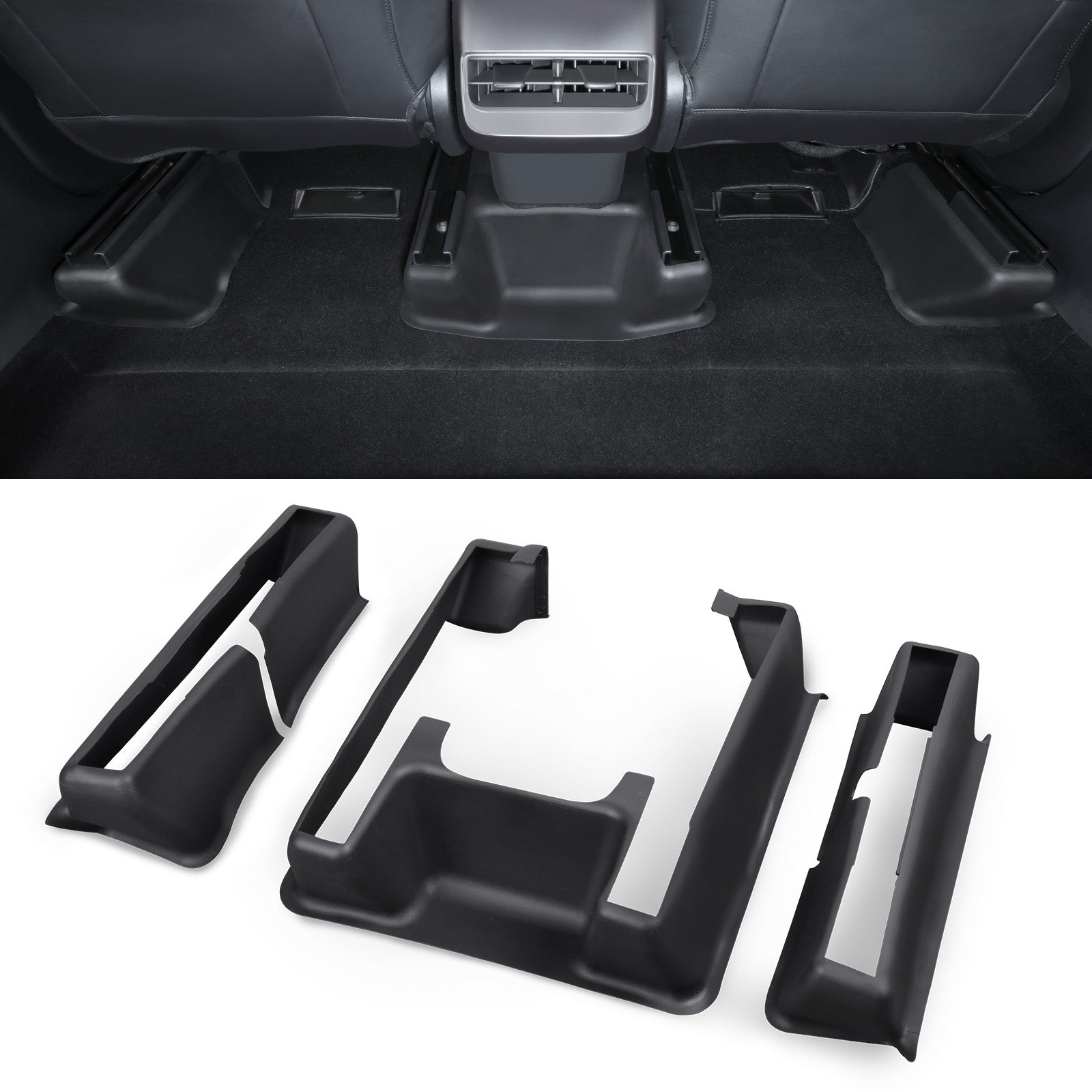 Basenor Tesla Model Y Underseat Protector TPE Seat Slide Rail Pad Cover Anti Kick Seat Base Cover for Model Y Interior Accessories 2021-2023 Black