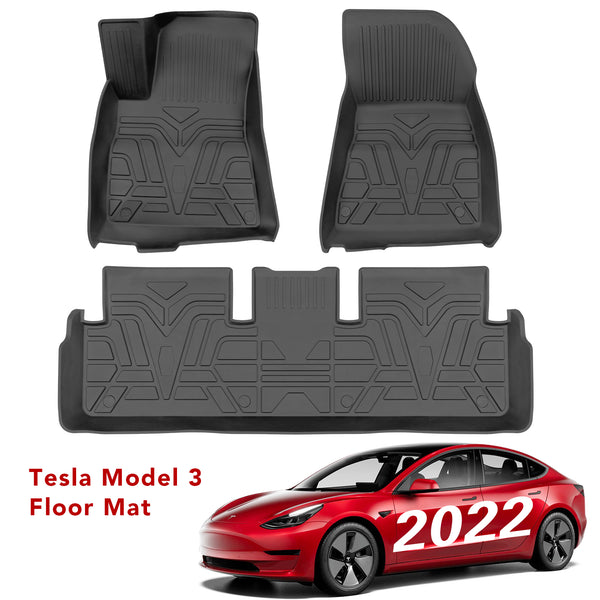 TAPTES Floor Mats for Tesla Model 3 2021 2022 2023, All Weather Interior  Mats for Model 3, Complete Set Floor Mats, Front and Rear Cargo Mats for