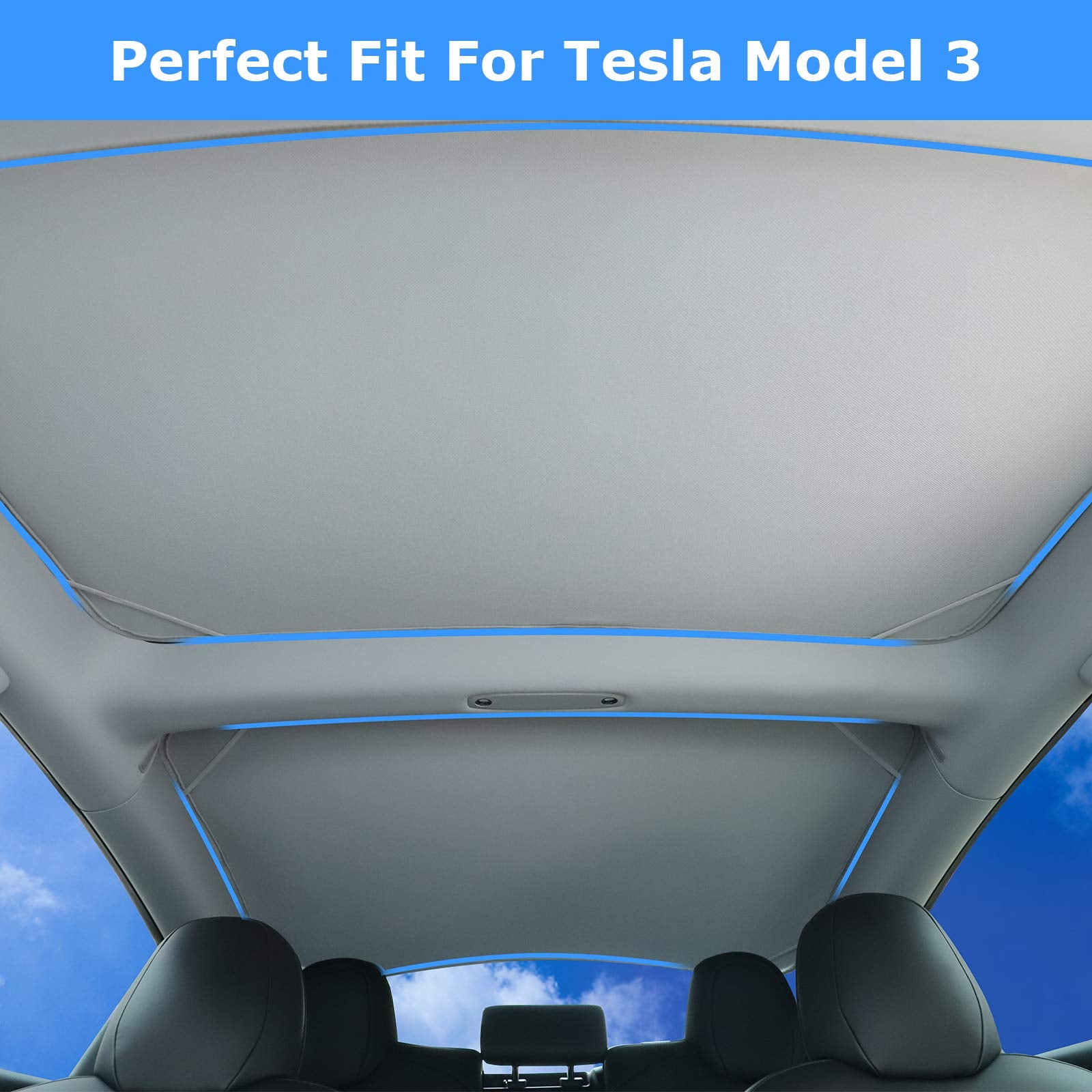 BASENOR Front & Rear Glass Roof Sunshades (Set of 4 ) for 2023 2022 2021 Tesla Model 3