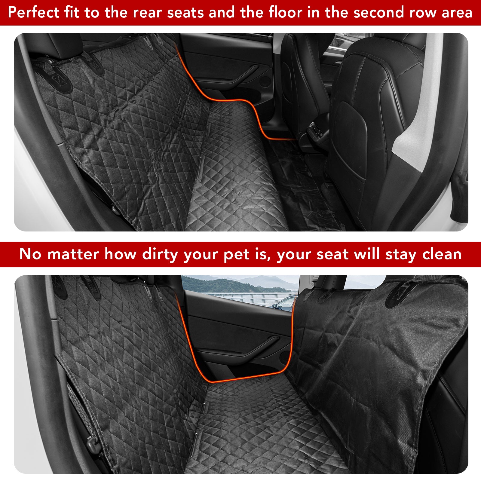 BASENOR Rear Seat Pet Cover for Tesla Model 3 Model Y