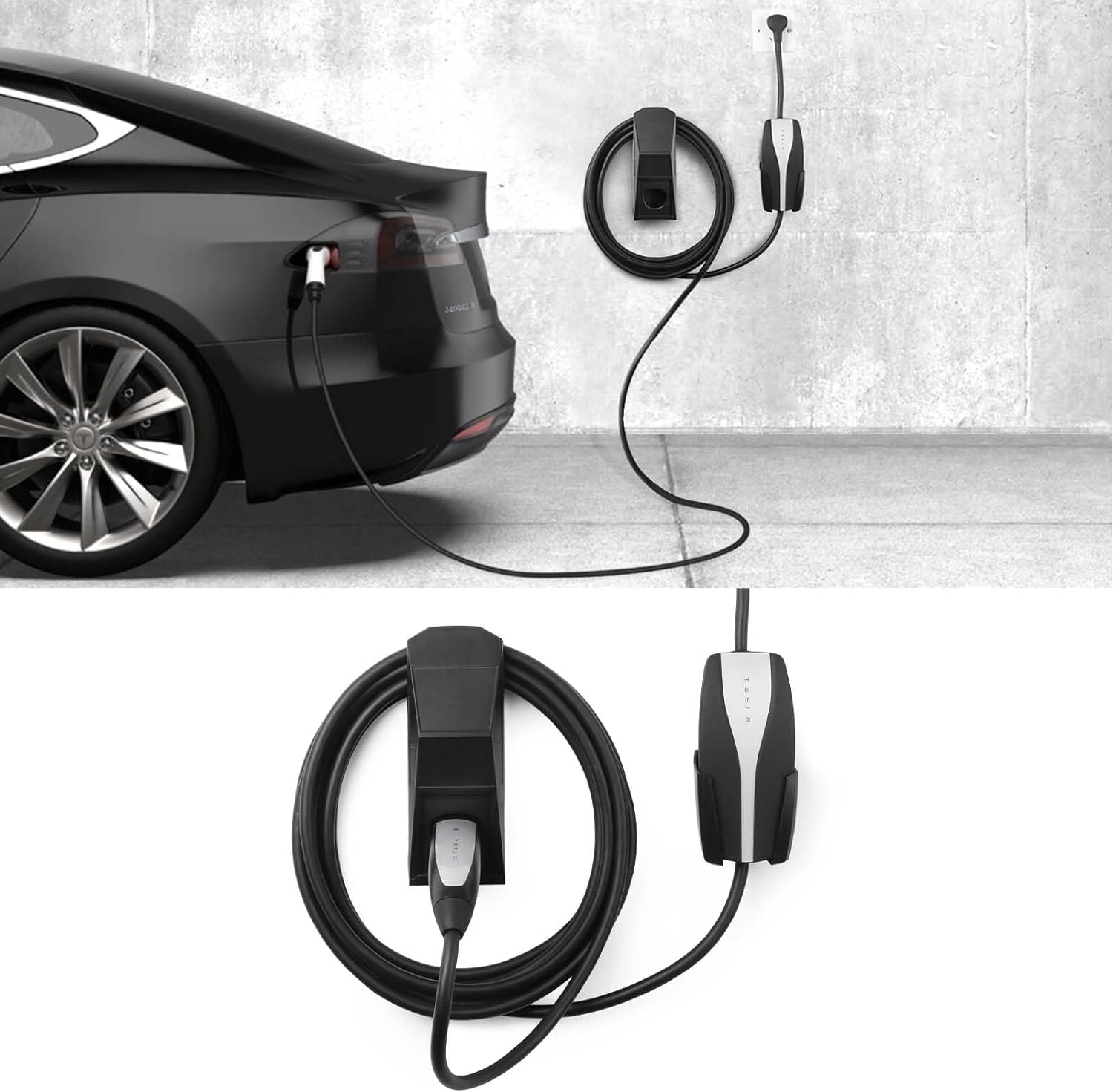 BASENOR Tesla Charging Holder Wall Mount Charger Cable Organizer Cybertruck Mobile Charger Connector with Chassis Bracket Model 3 Model Y Model S Model X Accessories 2012-2024