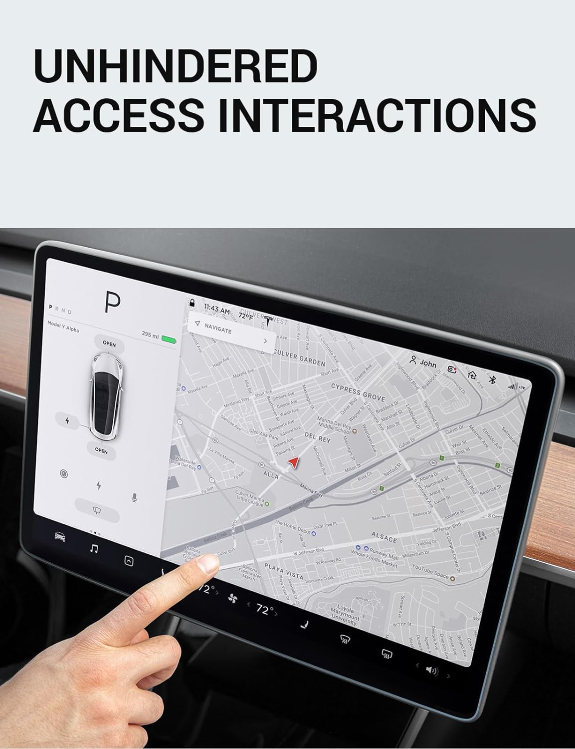 BASENOR Tesla Model Y Model 3 Screen Protector Matte Center Control Tempered Glass Touchscreen Protector 9H Anti Fingerprint Anti-Glare Interior Accessories Gen 2 (Not Suitable for 2024 Model 3)