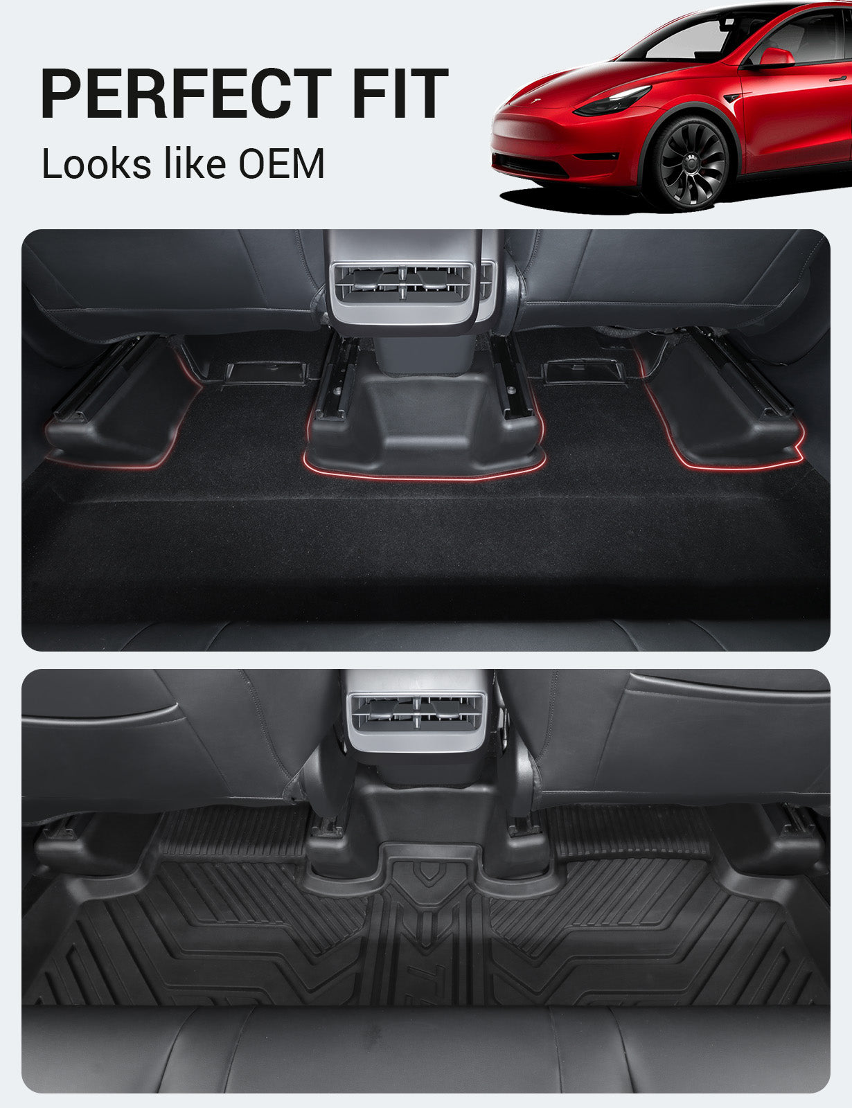 Basenor Tesla Model Y Underseat Protector TPE Seat Slide Rail Pad Cover Anti Kick Seat Base Cover for Model Y Interior Accessories 2021-2023 Black